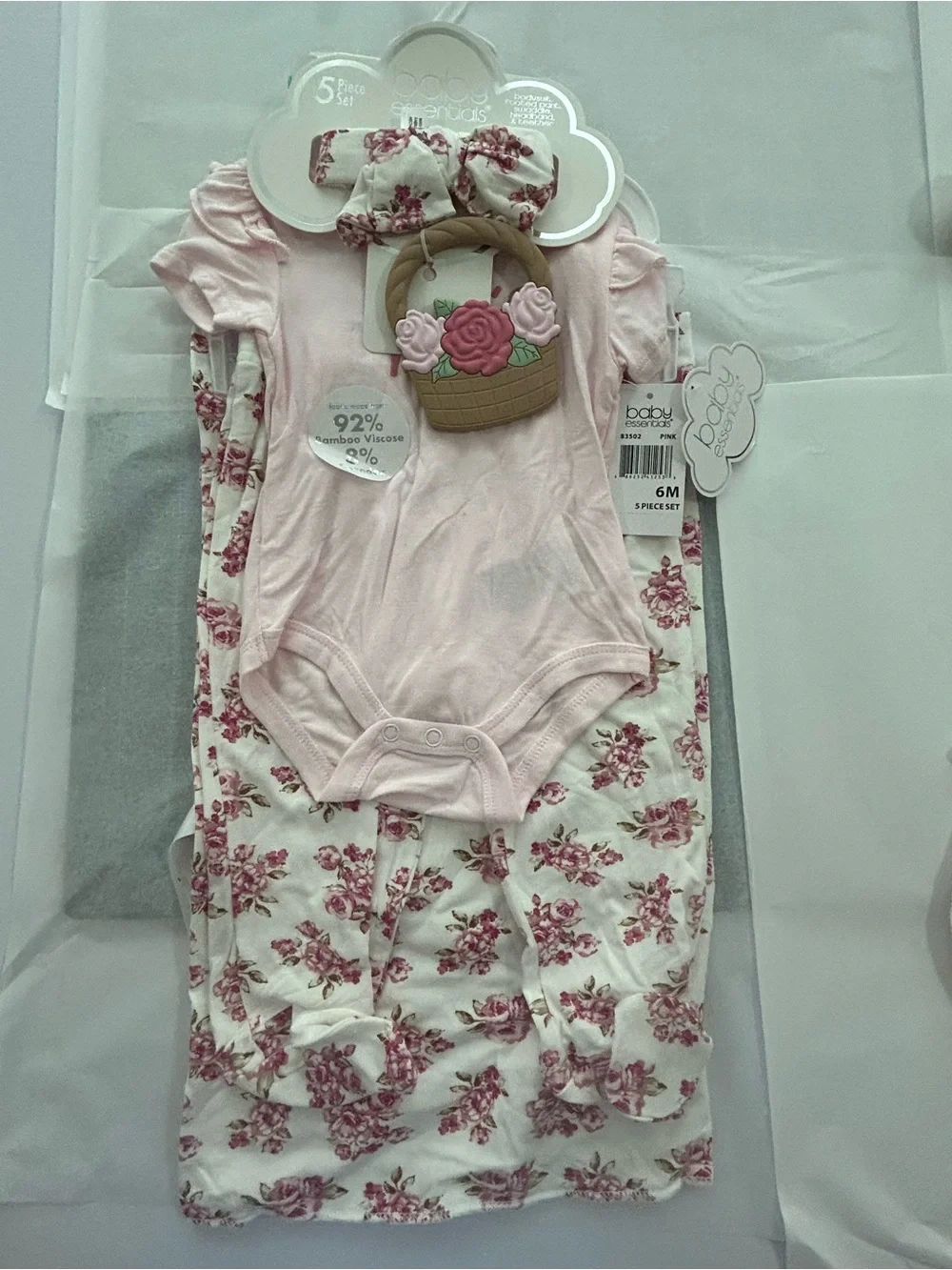 NWT Baby Essentials Girls 20-Piece Lot 6 Mon Dresses Blanket Headbands Outfits